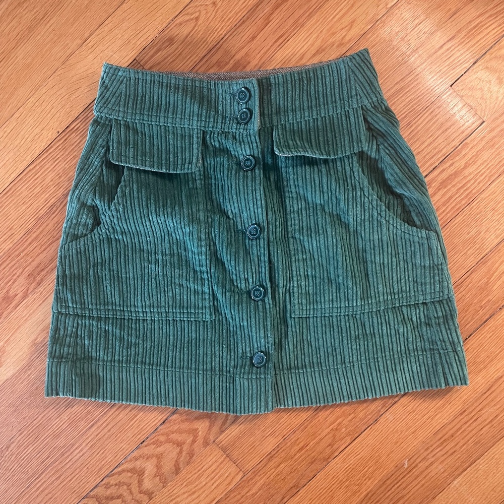 Green Corduroy Mini Skirt